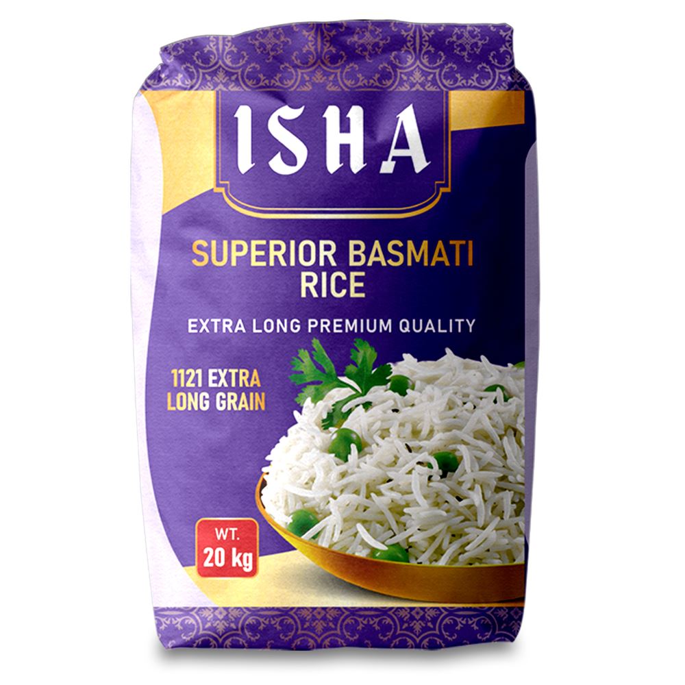 Isha Super Basmati Rice - 1121 Extra Long Grain, Premium Quality Rice for South Asian Cuisine