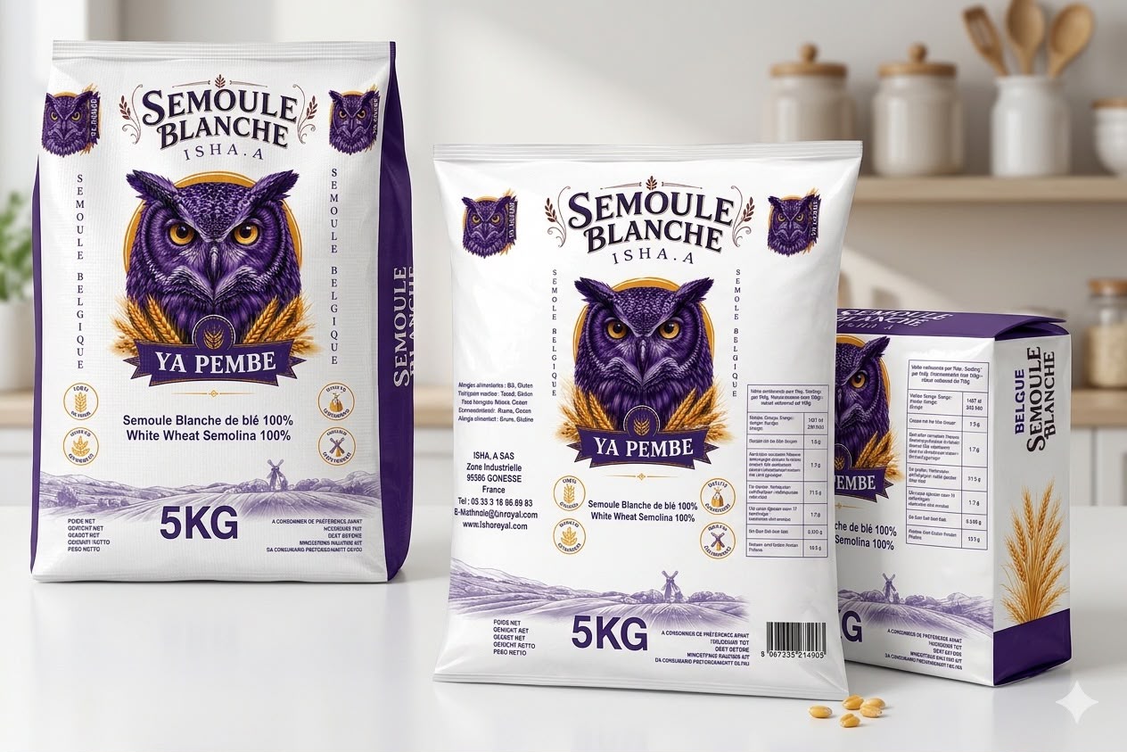 ISHA.A YA PEMBE White Wheat Semolina (Semoule Blanche) – 5 kg